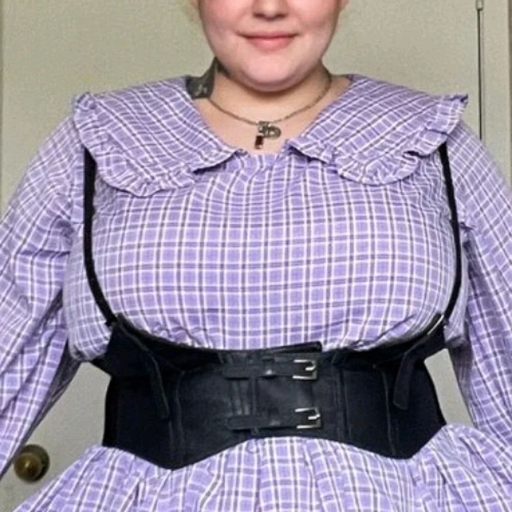 Western Corset black faux leather Belt body harness Underbust wide waist Goth